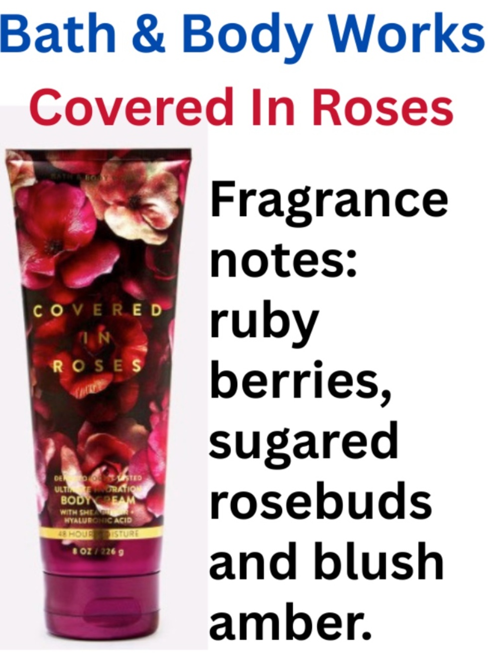 Bath & Body Works Full Size Ultimate Hydration Body Cream - Covered in Roses
